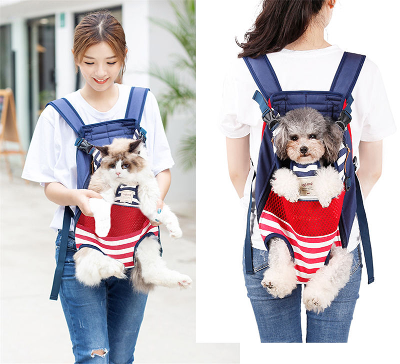 Pets Striped Canvas Carrier Backpack