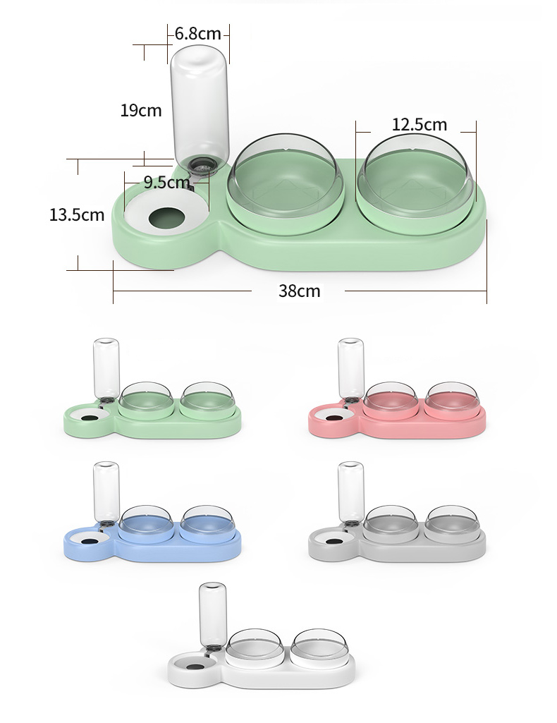 Triple Cat Bowl with Automatic Water Feeder